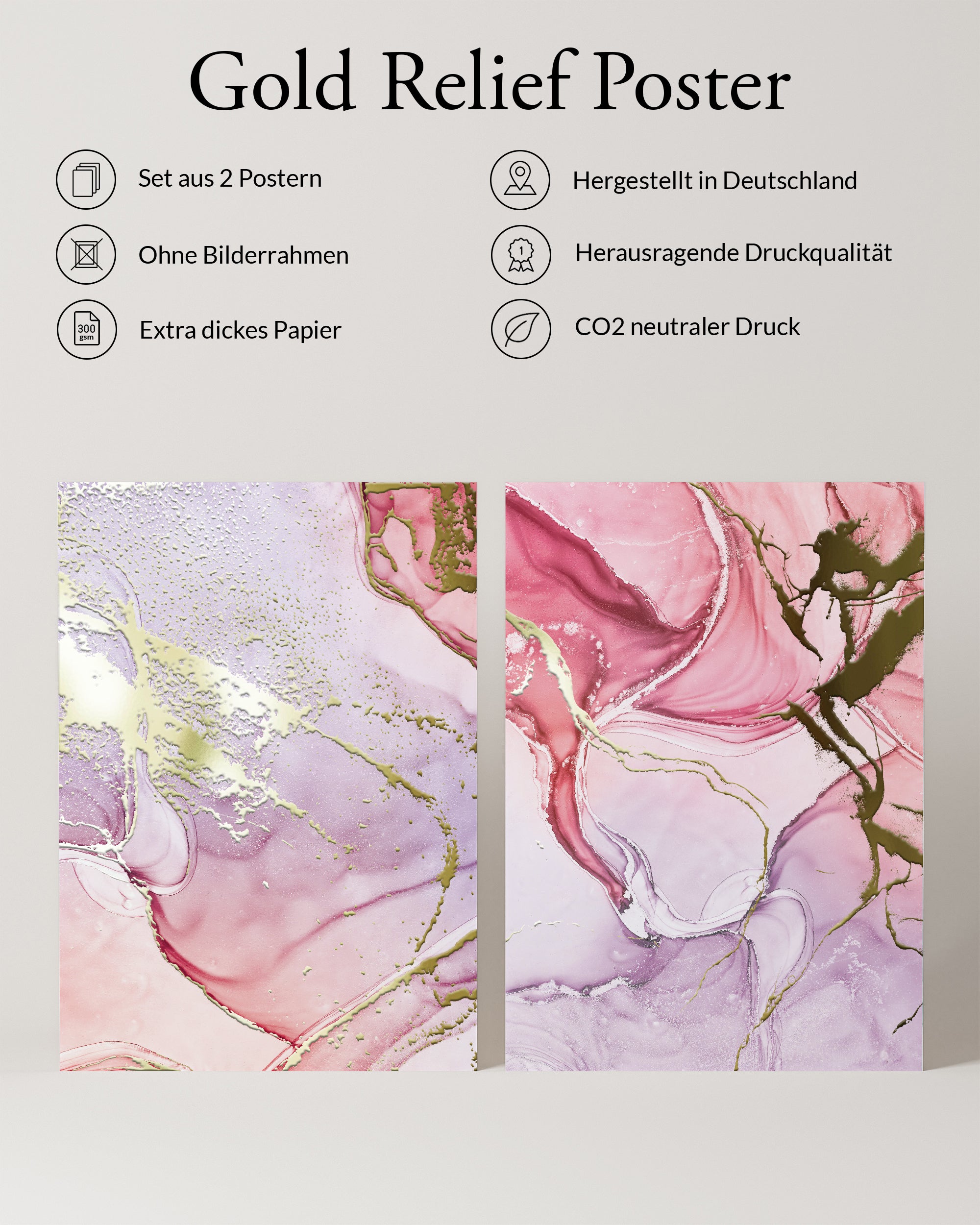 Rosenquarz Goldposter Set