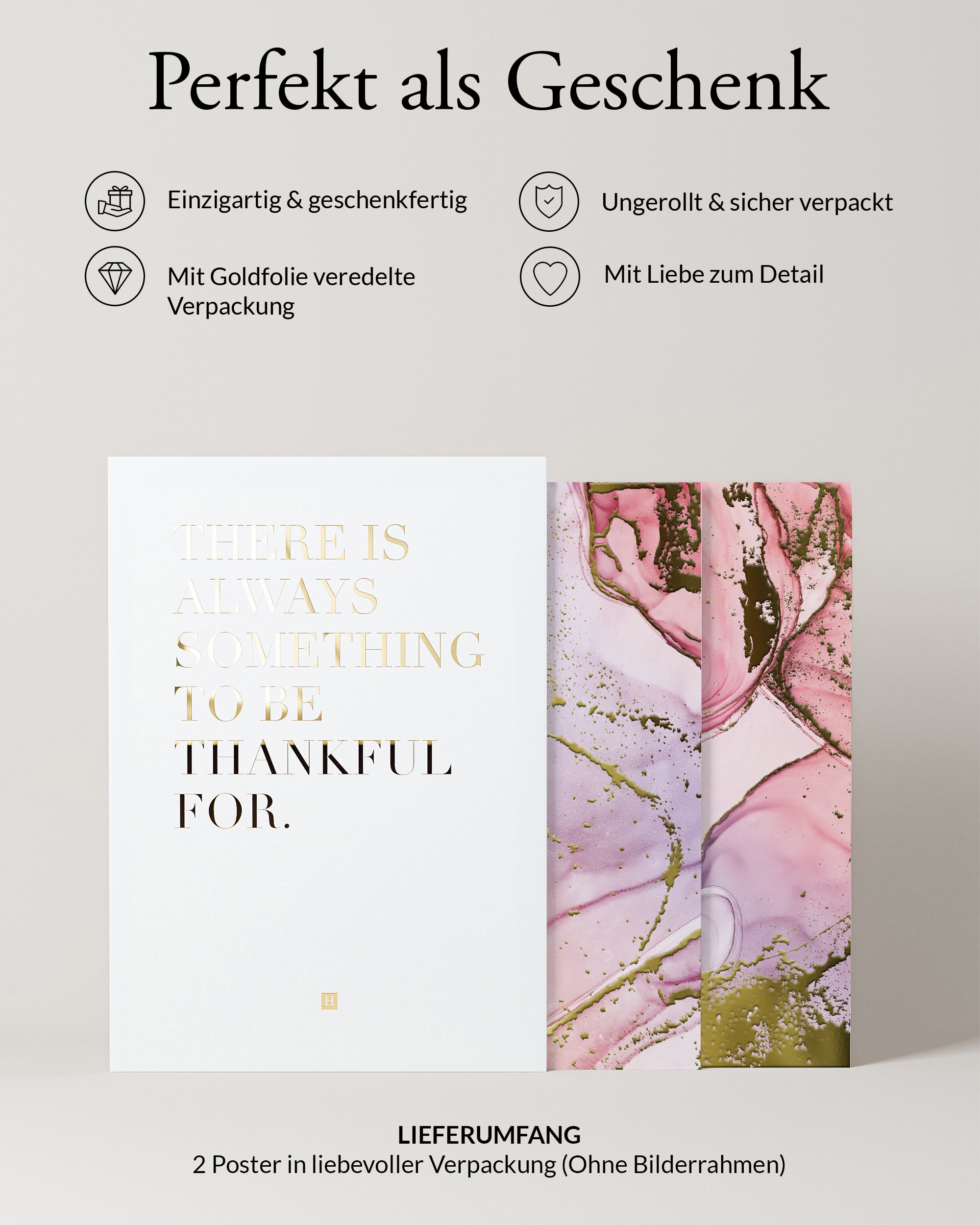 Rosenquarz Goldposter Set