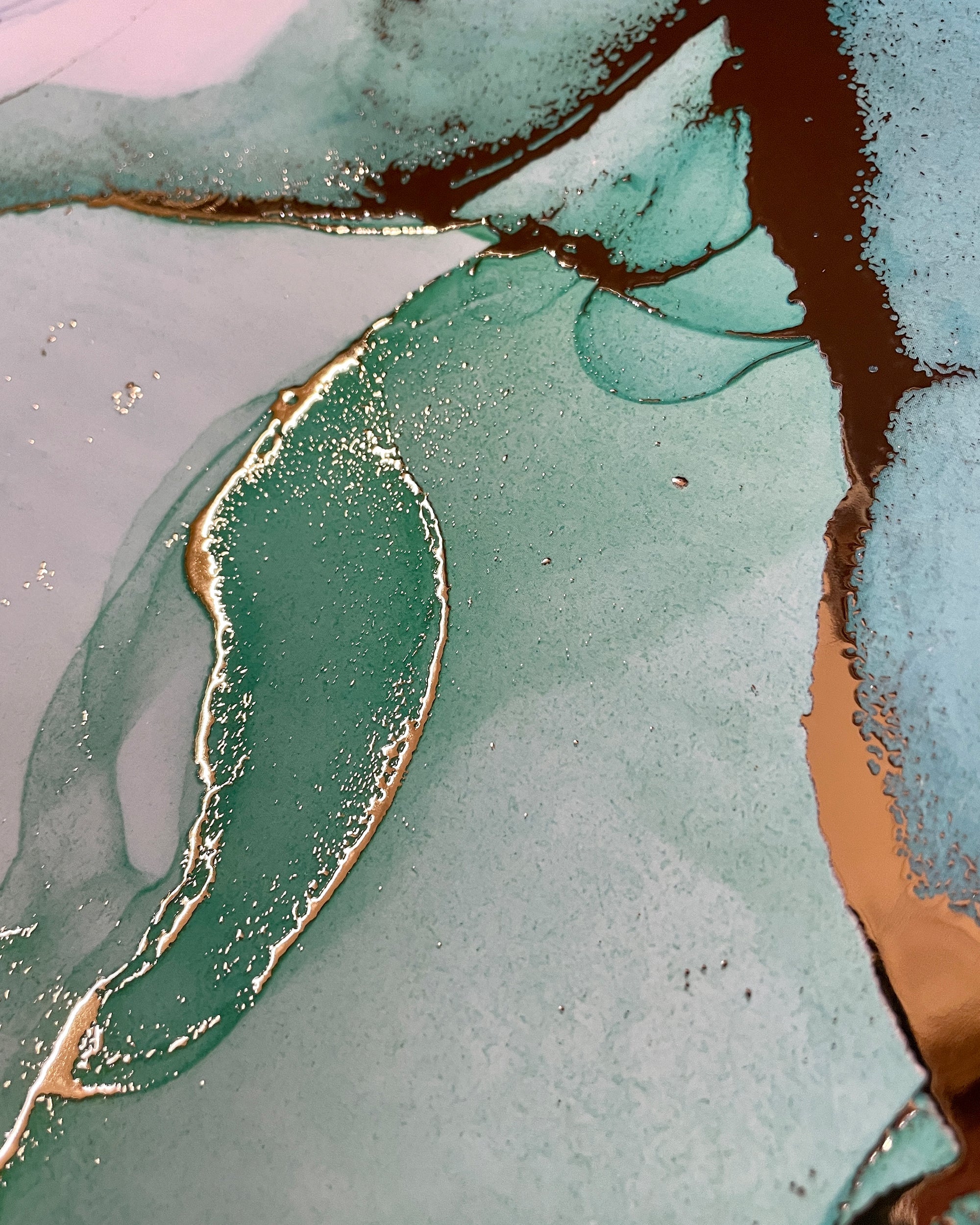 Blau Aquarell Goldposter Set