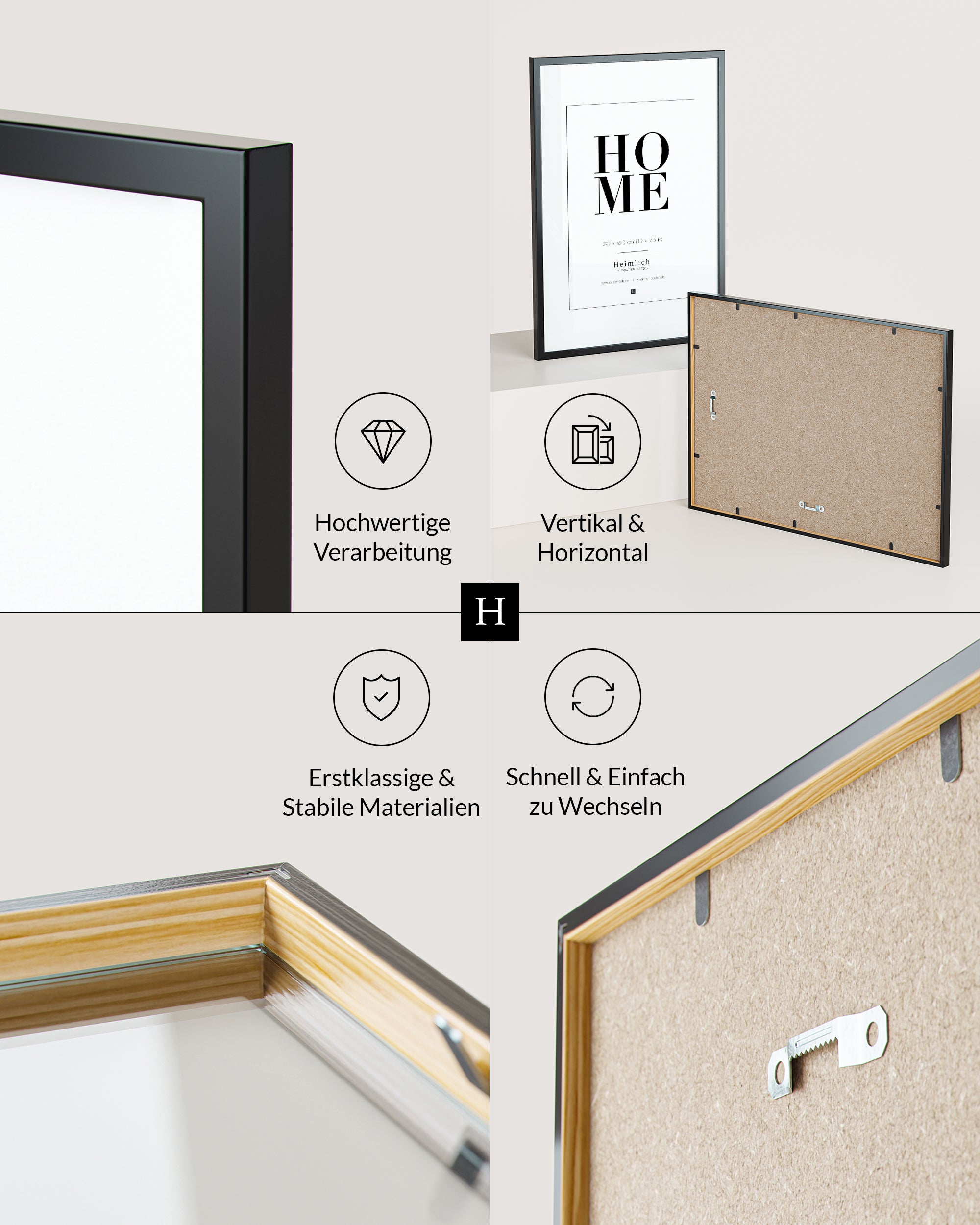 Blau Aquarell Goldposter Set