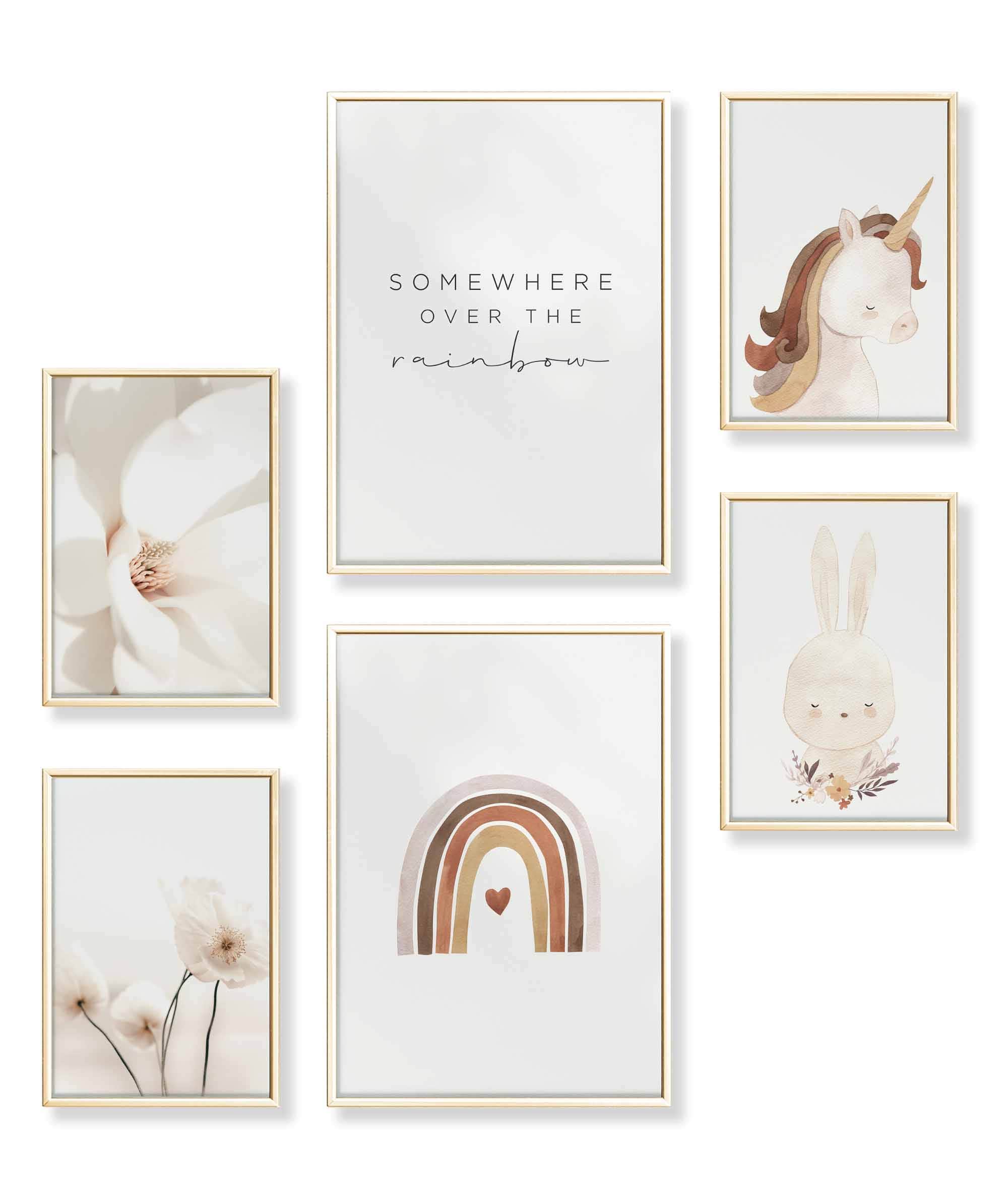 Pastell Einhorn Kinderzimmer Poster Set – Heimlich Poster Sets | Poster