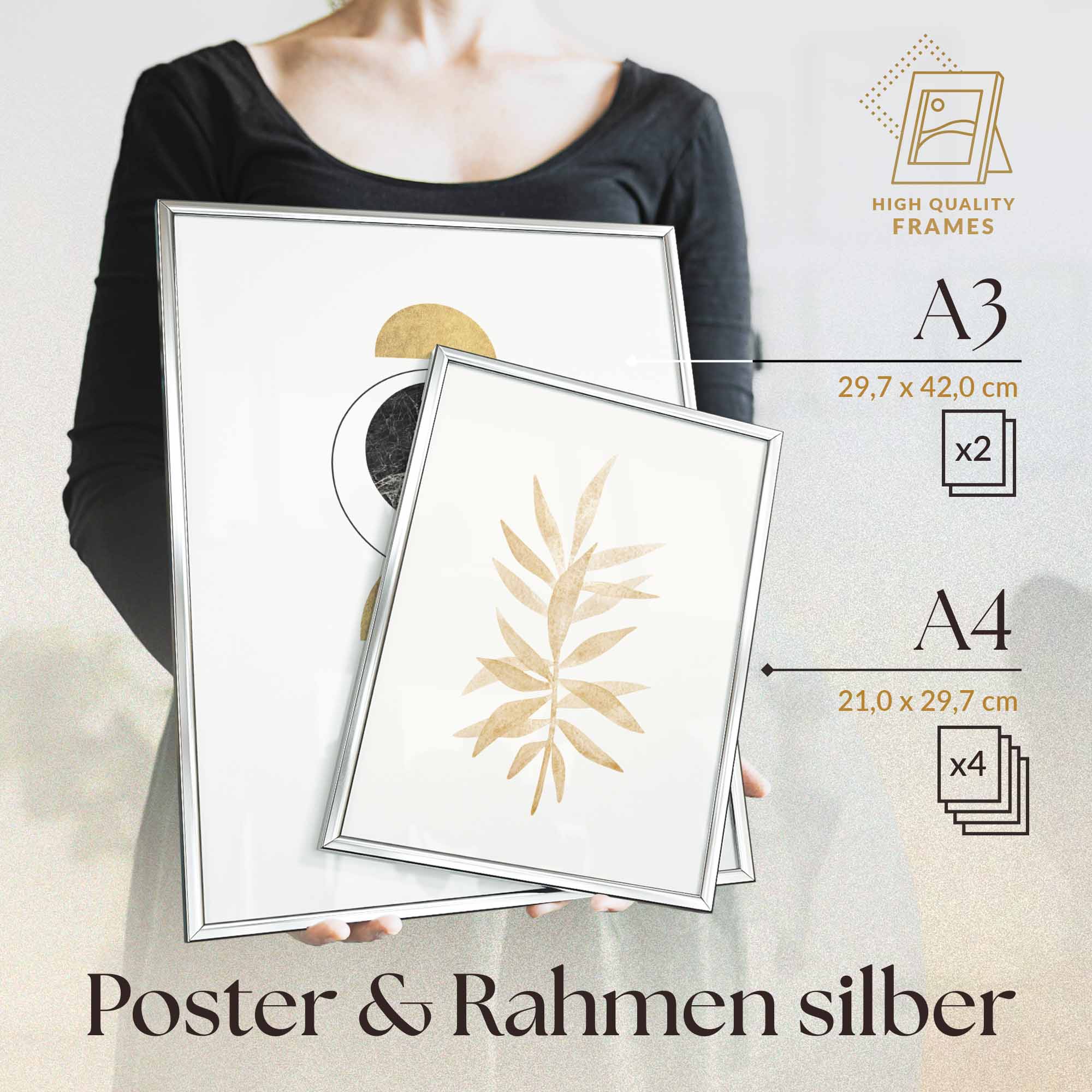 Set Heimlich Poster Gold Sets – Schwarz Abstrakt Poster